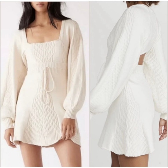 Free People Emmaline Mini Sweater Dress White Size Large - Picture 7 of 11